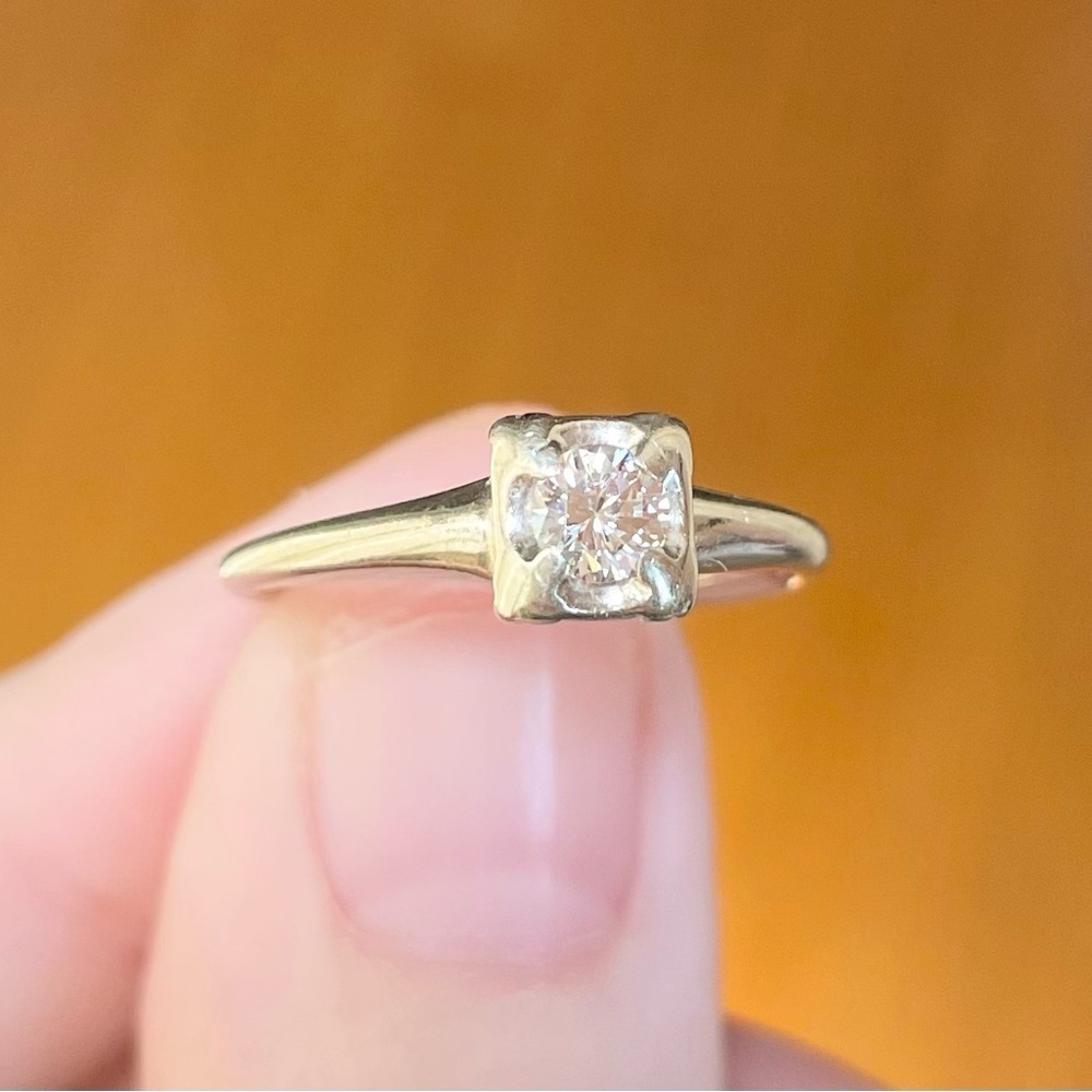 14K Vintage quarter carat round Diamond white gold Artcarved engagement ring - Picture 7 of 13